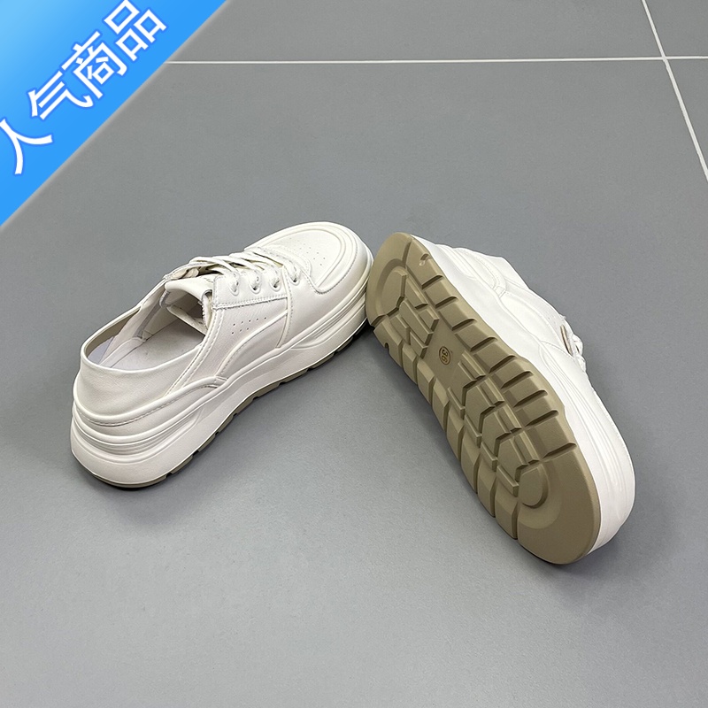 SUNTEK两穿小白鞋女2023夏季新款圆头透气时尚百搭运动休闲板搭高清大图