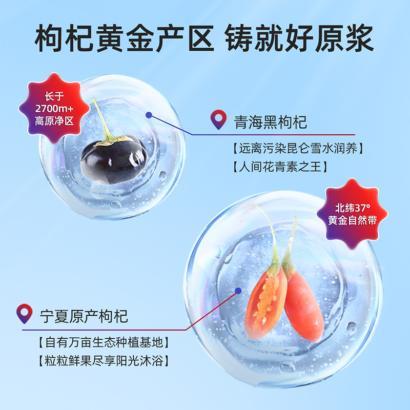 [2盒] 默小吉210ml(7袋)方盒装黑红枸杞复合原浆 黑枸杞原浆红枸杞官方旗舰店高清大图