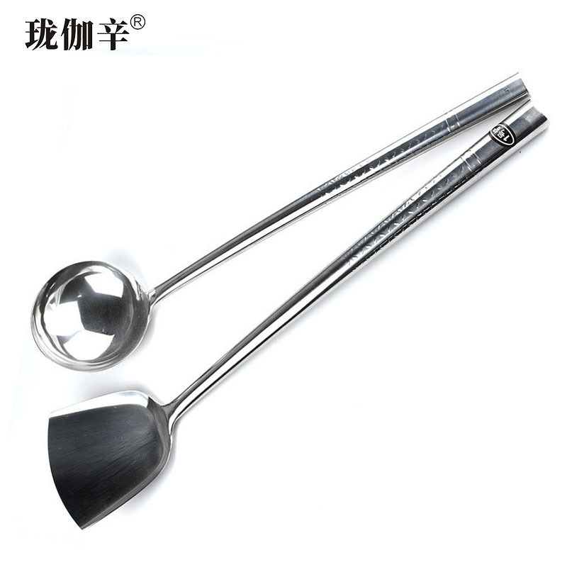 珑伽辛 不锈钢长柄锅铲炒勺套装 二件套/套