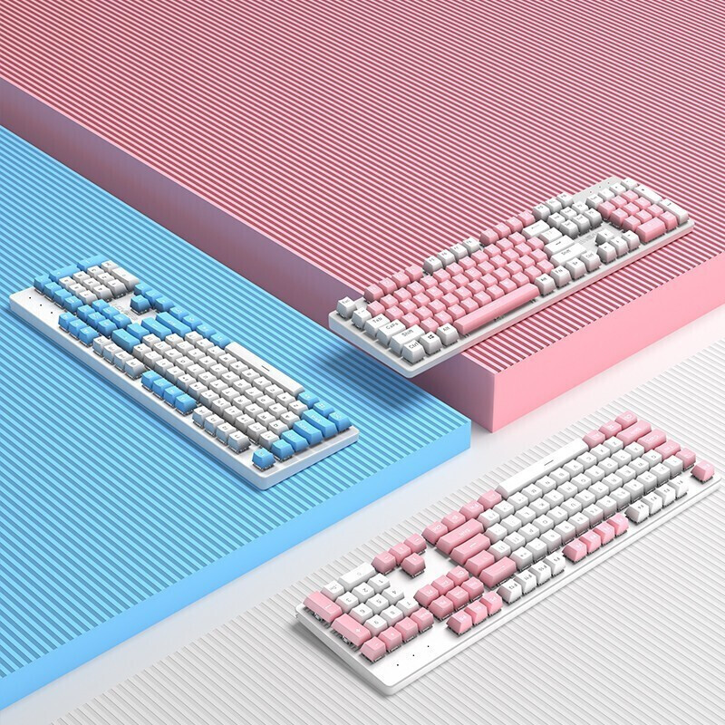 k700粉白青轴键鼠套装键鼠套装