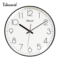 天王星(Telesonic)客厅静音挂钟北欧风简约时钟卧室钟表书房餐厅壁钟轻奢创意石英钟 12英寸黑色【直径30.5厘米】