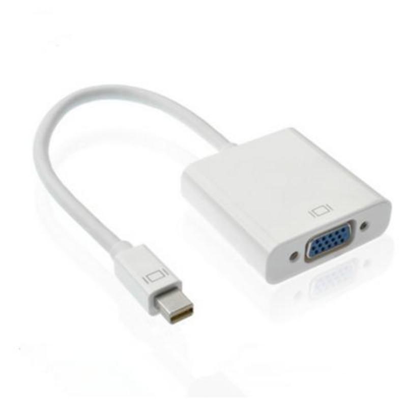 白色 迷你dp to vga高清转接线miniDP转VGA转换器适用苹果电脑转显示器