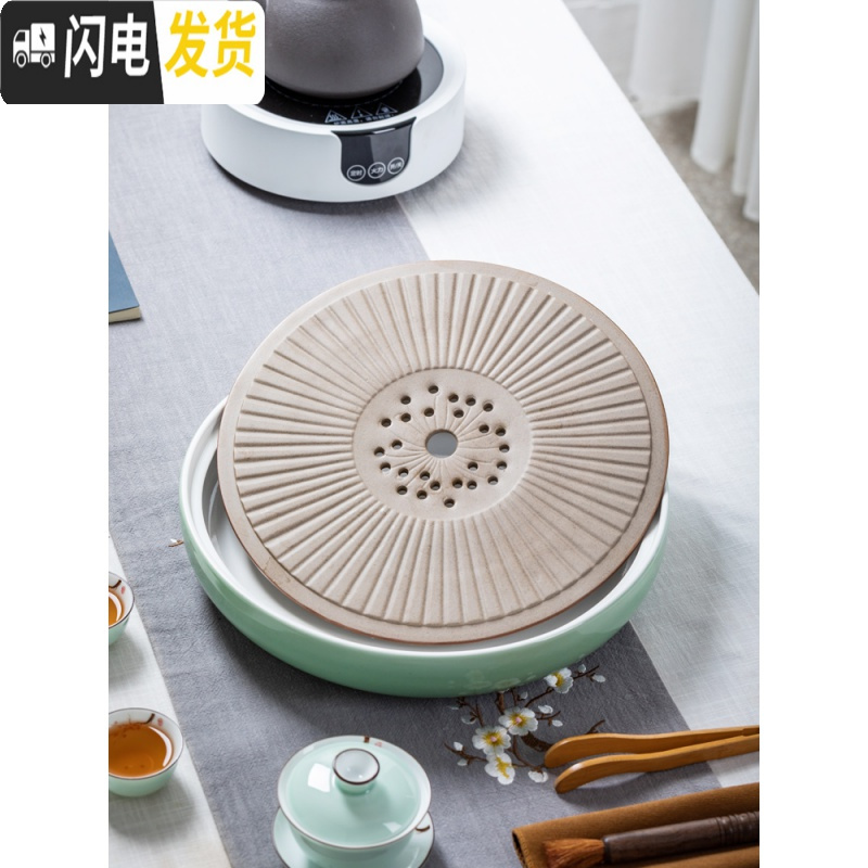 三维工匠潮汕功夫茶具套装家用简约小套干泡茶盘盖碗茶杯整套陶瓷茶船办公 梅花茶壶9件套