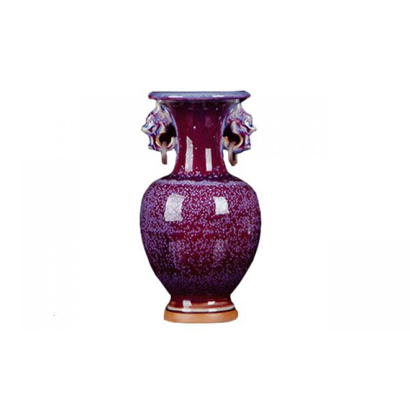 景德镇陶瓷器仿古窑变钧瓷花瓶现代家居装饰客厅工艺品摆件客厅[ 三维工匠 大号山水双耳高清大图