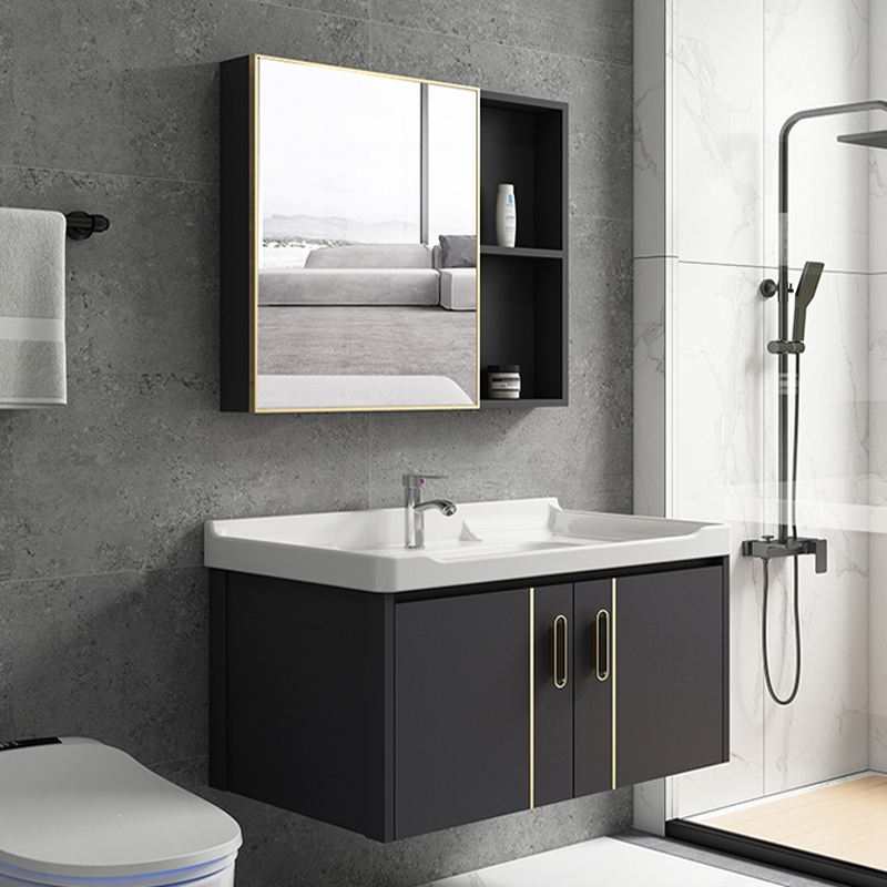 岩板太空铝洗手盆浴室柜组合卫生间小户型符象洗漱台一体陶瓷洗脸盆池