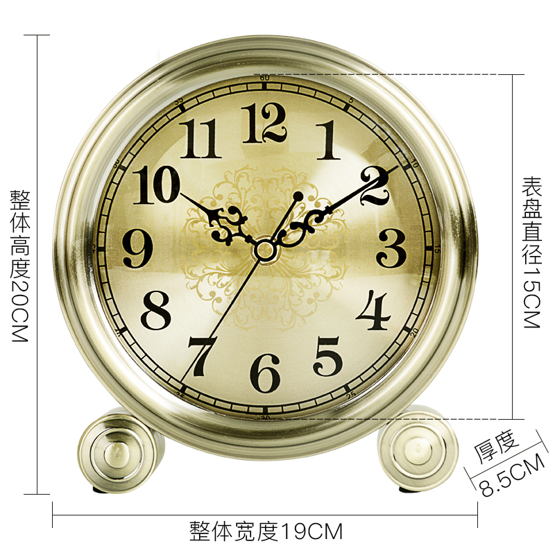 汉时欧式金属石英座钟卧室轻奢装饰床头摆件客厅时尚时钟HD313