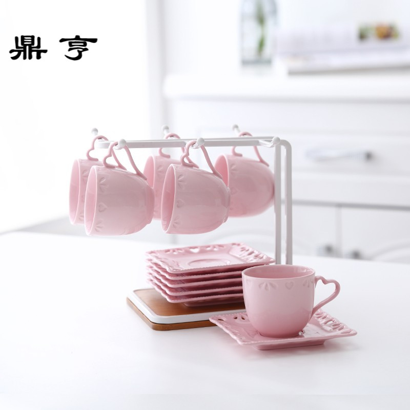 鼎亨创意下午茶杯套装现代简约咖啡杯欧式家用红茶花茶杯可爱客厅