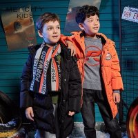 [2件2折价:138]米喜迪mecity童装冬新款男童外套可拆卸奥特曼眼镜羽绒服