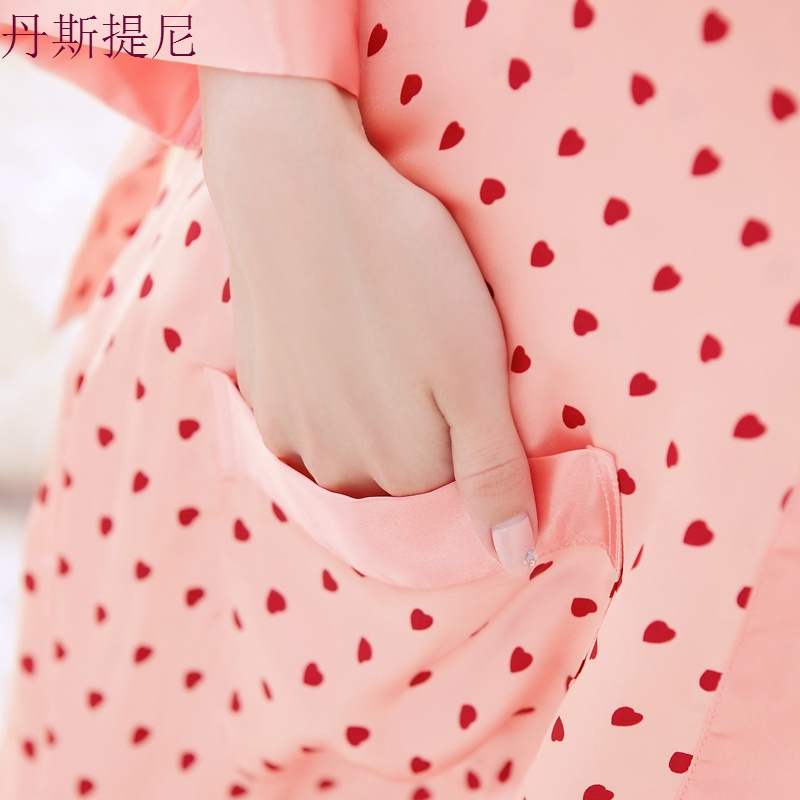 睡衣女秋丝绸缎性感睡裙套装家居服甜美秋冬款带裙睡袍两件套女