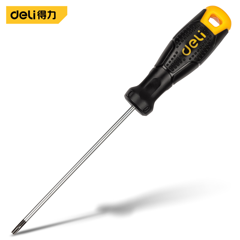 得力(deli)中孔花型螺丝批 胶柄带磁异型梅花螺丝刀 T20×100mm(DL6210020T)2把/件1件（2