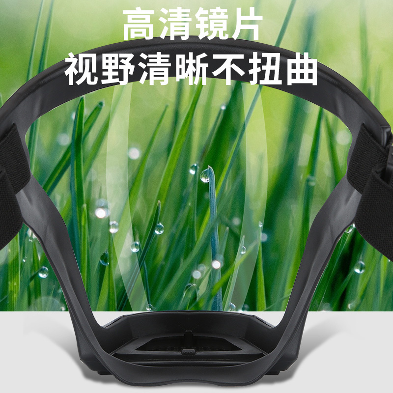 征安防雾高透明防护面罩防风工业粉尘护全脸头罩面具农药骑行电焊打磨防雾带滤芯面罩透明黑色+20个滤芯 单位:套