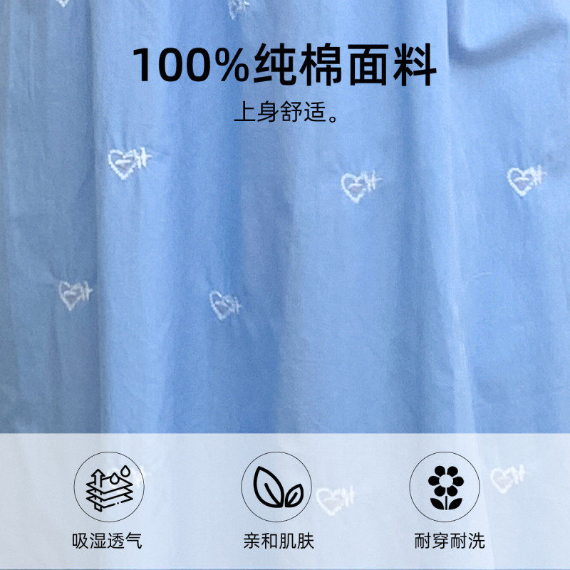 [哺乳外出]新品孕妇裙子夏季时尚方领连衣裙刺绣款泡泡袖孕妇装
