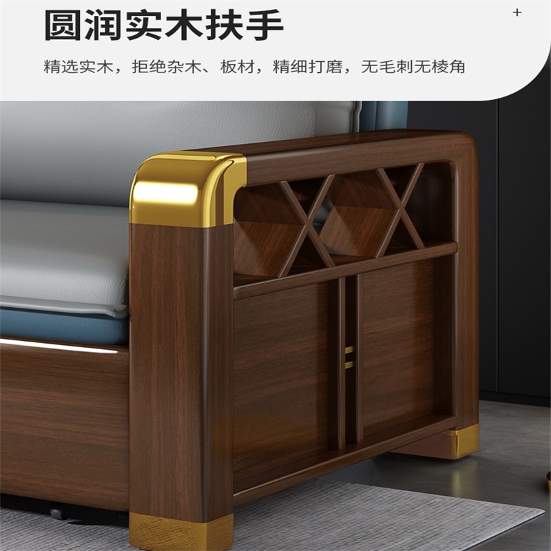 豫亨 实木沙发床两用可折叠推拉多功能小户型客厅新款科技布可储物1.35米高清大图