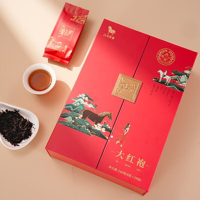 八马茶业乌龙茶 爱上茶武夷岩茶大红袍一级160g 礼盒装 茶叶送礼高清大图
