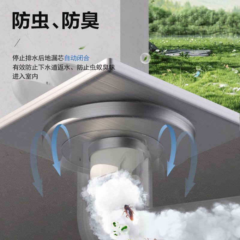 雨虹飞鱼304不锈钢加厚地漏防臭防虫防溢浴室阳台密封干湿区通用图片