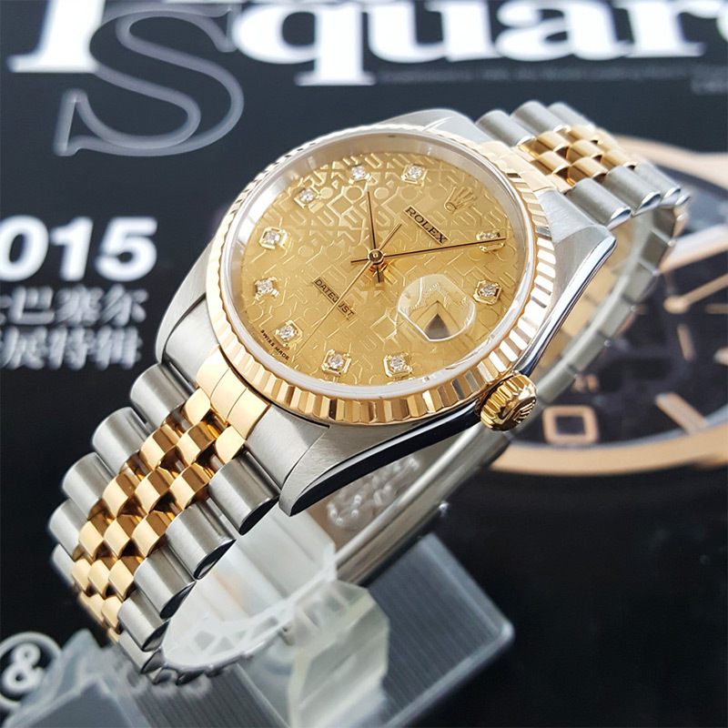 劳力士日志系列18k黄金蚝式钢36mm日期显示自动机械机芯男表16233g