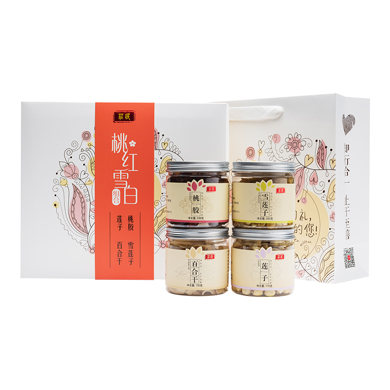 庄民 (zhuang min)桃胶雪莲子白莲子百合干礼盒738g/盒 桃胶桃花泪皂角米双荚雪莲子白莲子龙牙百合干片年货茶