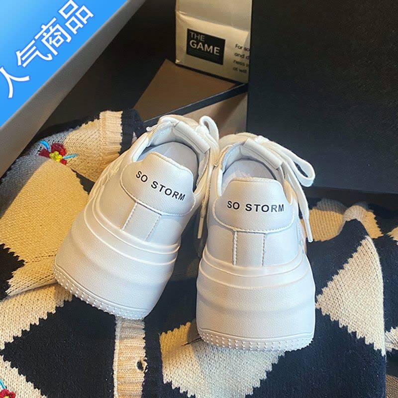 SUNTEK2023新款厚底小白鞋女鞋白色女款鞋子百搭松糕鞋女运动鞋休闲板鞋图片