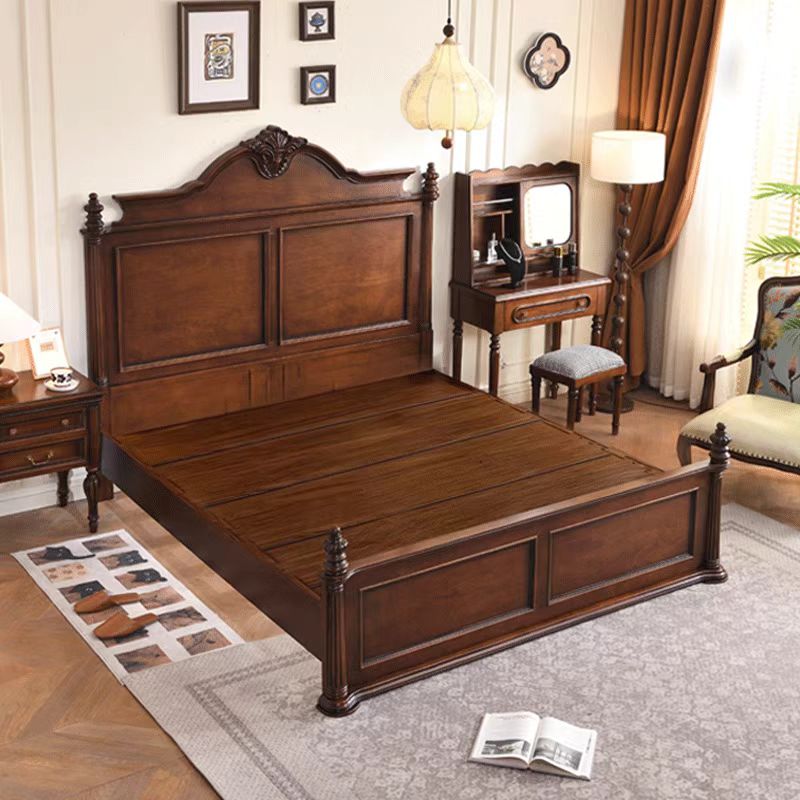 现代简约美式复古全实木床1.8米双人床别墅主卧室法式中古风婚床高清大图
