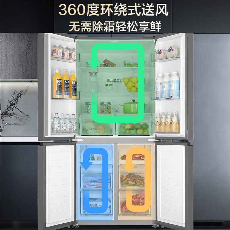 海尔(Haier) 十字对开门冰箱477升容量一级能效变频双循环自动除霜玻璃门面板 BCD-477WGHTDEDGM高清大图