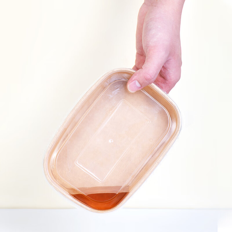 芳草地一次性加厚牛皮纸打包盒500ml*15套野餐饭盒快餐盒便当盒带盖纸盒 3G6035高清大图