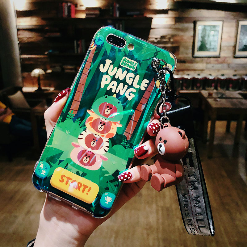 公仔支架苹果6splus手机壳678plus女款iphonex潮牌oppor15r17r9sr11s