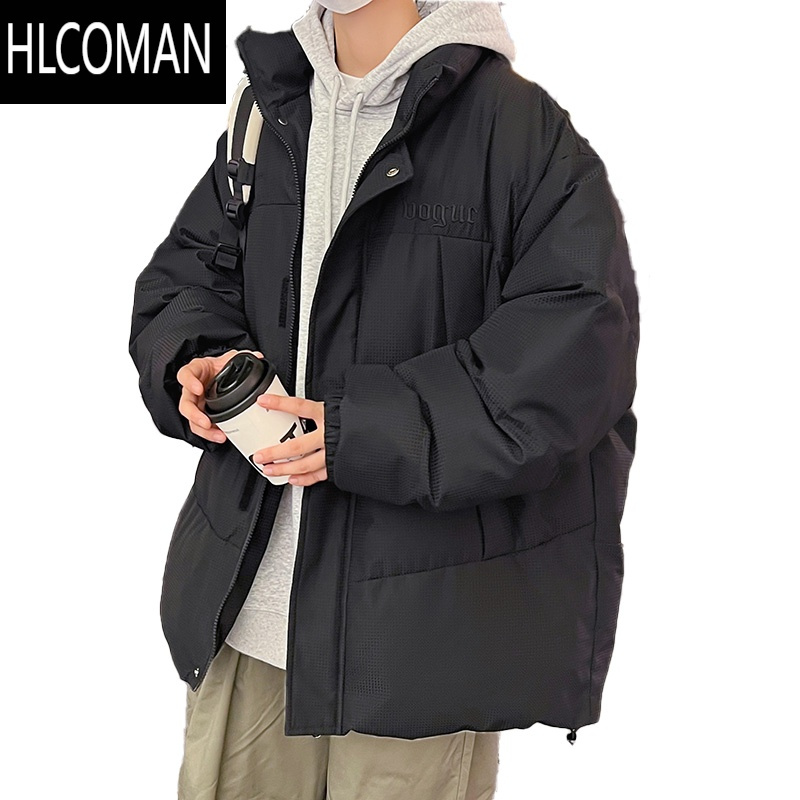 hlcoman棉服男士外套加厚2023宽松潮牌棉袄情侣款冬装纯色羽绒棉衣