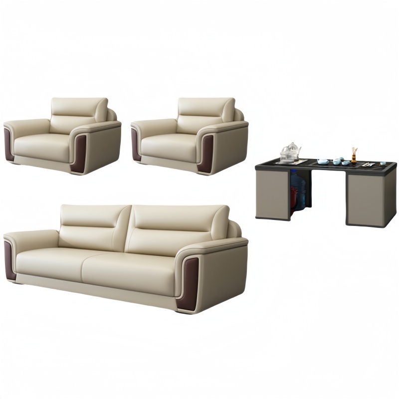 悦兴诚接待沙发203*85*92cm(1+1+3+功夫茶几)套高清大图