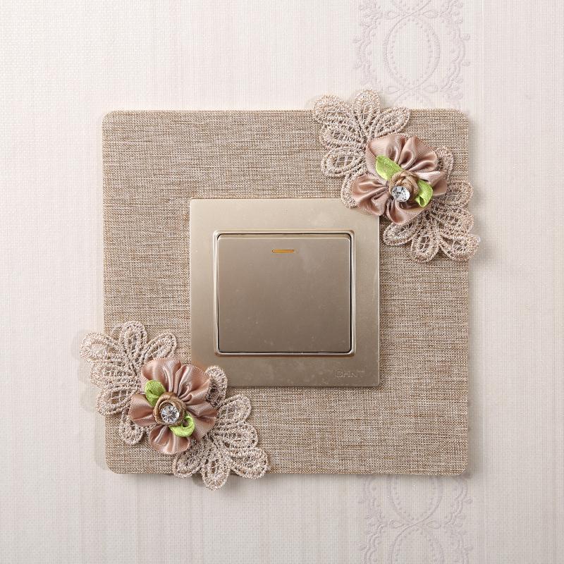 欧式开关贴布艺贴墙贴灯开关保护套插座装饰贴免粘家用创意开关套