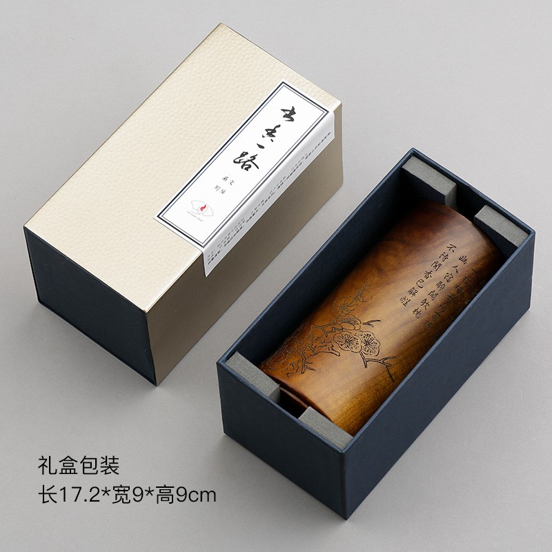 个性创意楠木竹节笔筒 多功能文房毛笔笔筒 复古实木质办公室笔桶 定制logo刻字 原木制桌面简约收纳盒V 三维工匠高清大图