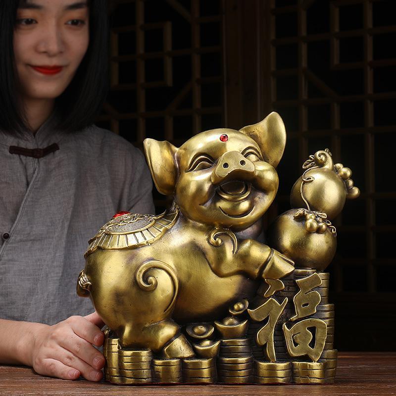 纯铜生肖猪摆件 铜十二生肖猪猪一对家居客厅风水装饰品_57_58_435_252