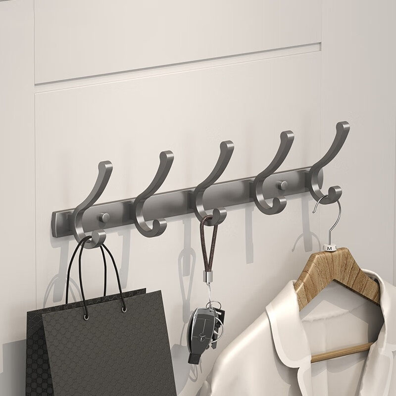 向隆 挂衣钩太空铝门后挂衣架墙上进门玄关挂钩可移动壁挂衣帽钩3062