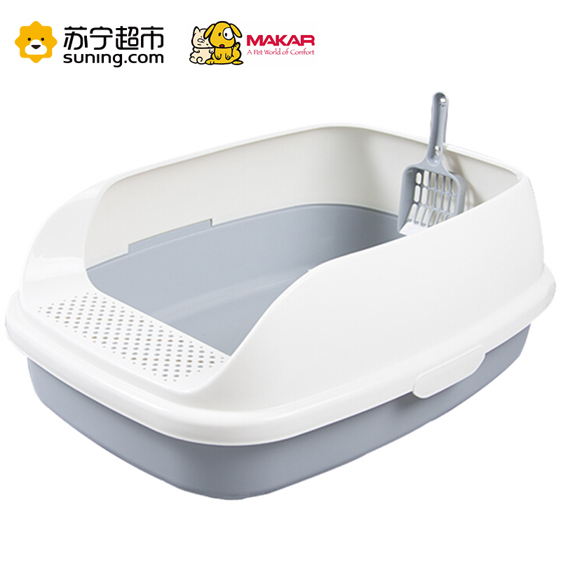 美卡(makar)半封闭式猫砂盆敞开漏砂踏板猫厕所防砂带出猫咪用品 粉色中号