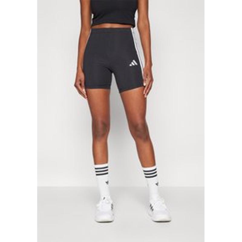 Adidas高弹贴身训练健身运动裤女束腰紧身短款九分运动休闲裤深蓝白高清大图