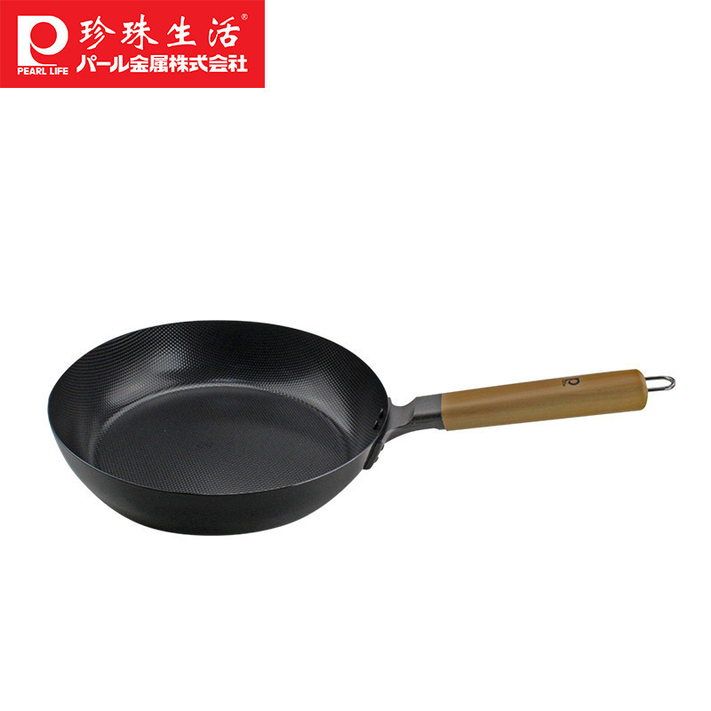 珍珠生活(PEARL LIFE)铁锅煎锅H-2516 日本进口无涂层凹凸不易粘平底铁锅煎锅 24cm