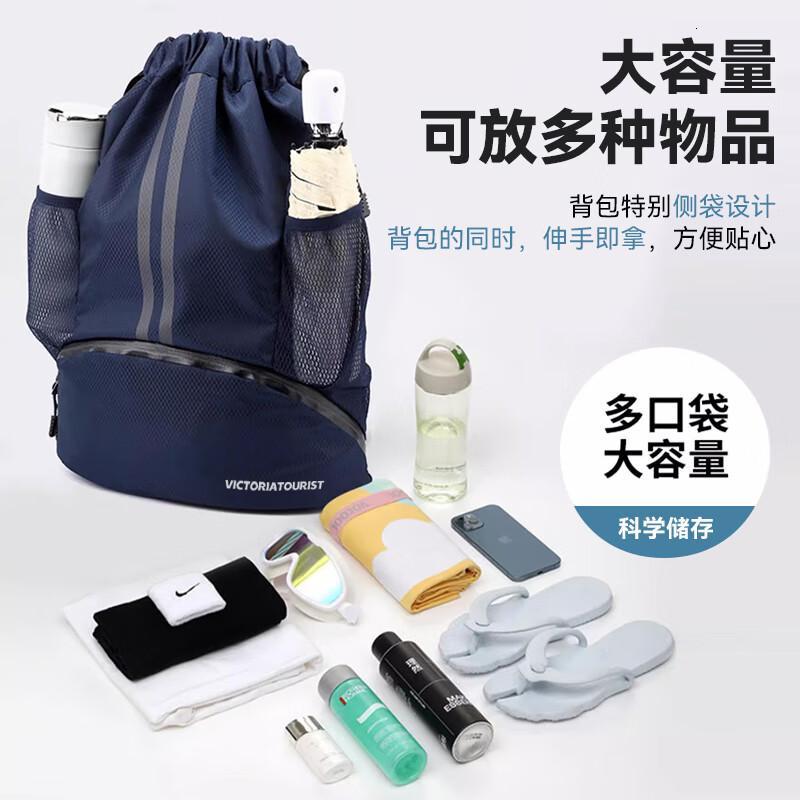 维多利亚旅行者训练健身包篮球包双肩包背包W903黑色_高清大图