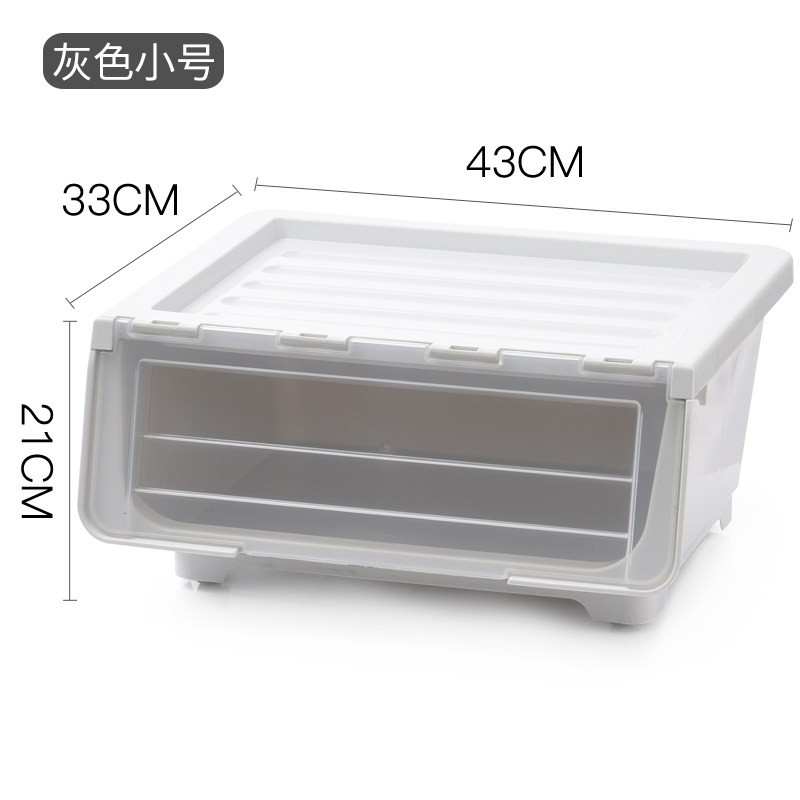 零食收纳箱收纳盒子透明前开式儿童储物盒有翻盖特大号侧开收纳柜 三维工匠高清大图