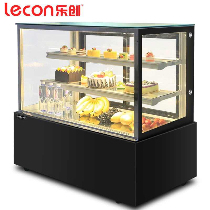 Lecon/乐创 1.2米落地式(黑/白)(弧形/直角)加除雾蛋糕柜 展示柜商保鲜冷藏熟食柜寿司卤菜点菜柜