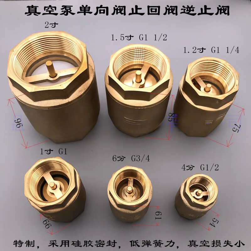 真空泵单向阀止回阀逆止阀ZHF-15 1/2 1 1.2 2寸低损耗硅胶 6分(DN20)G3/4