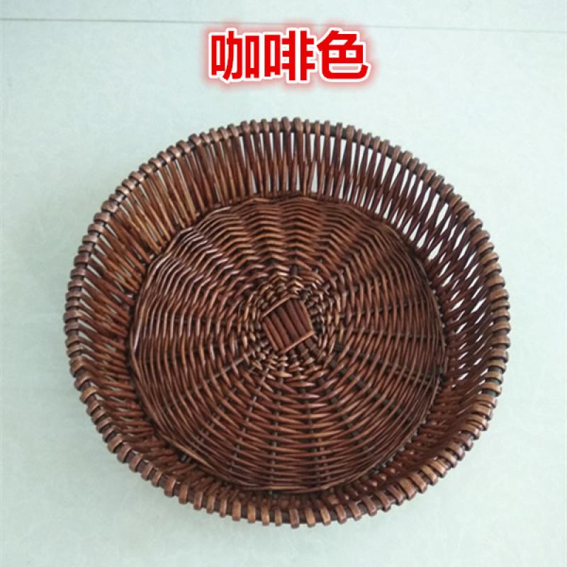 家柏饰(CORATED)藤编馒头筐柳编面包馍篮子家用厨房桌面玩具编织收纳筐鸡蛋水果盘 原色 小号直径25高6CM高清大图