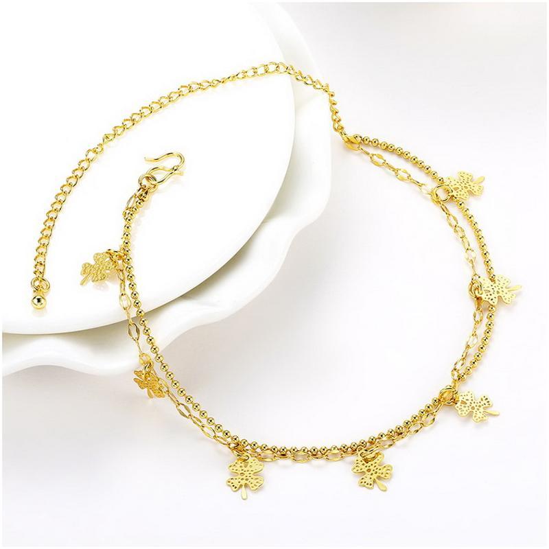 A052-A Women 18K yellow gold anklet jewelry 镀黄金色女脚链潮
