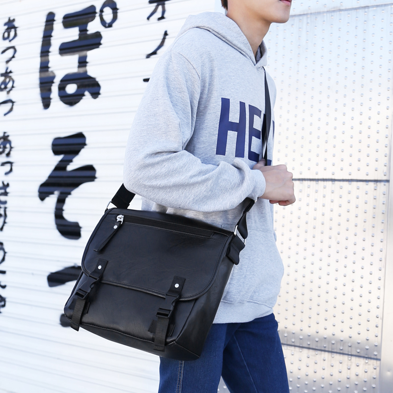 男包男士单肩包斜挎包pu皮背包时尚潮男单肩背包学生书包潮流男单肩背包