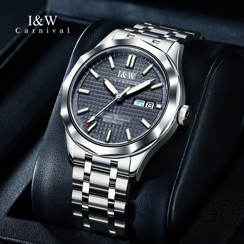 瑞士爱沃驰i&w carnival手表全自动机械表 男表100米防水进口机芯
