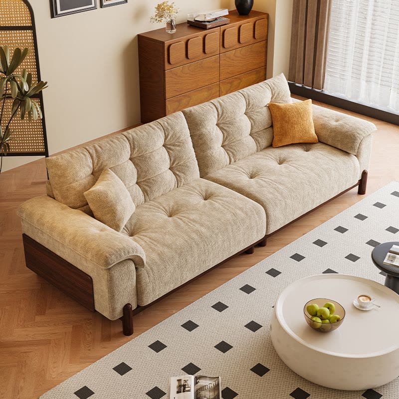 欧梵森 沙发简约现代小户型亲肤雪尼尔绒客厅直排沙发组合网红款客厅家具耐磨生态真皮沙发套装图片