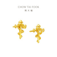 周大福 蛇年生肖权杖蛇足金耳饰黄金耳钉女礼物(工费:320计价)EOF1447七夕礼物