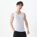 40支精梳棉男士背心纯棉内穿运动跨栏全棉内衣宽肩春夏季打底汗衫 2XL（建议130-150斤） 白色V领