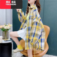 YIBUSHENG格子衬衫女早秋新款设计感小众宽松长袖薄款外套复古港风款B感休 M90-150斤 春秋黄格子