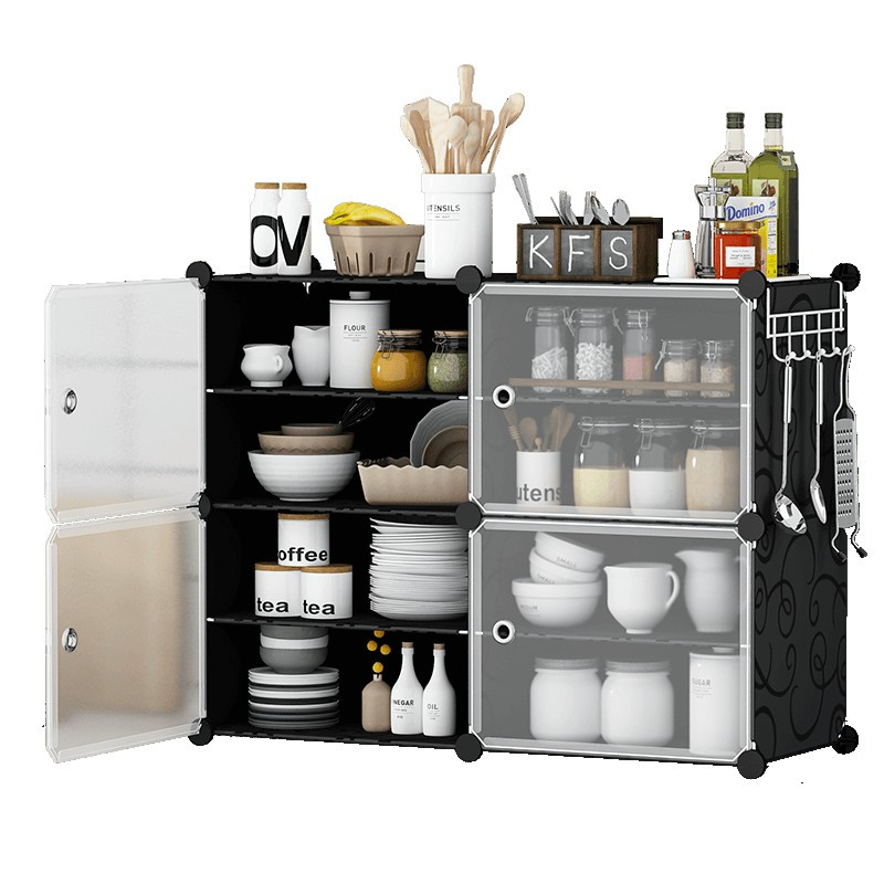 收纳柜储物柜碗柜厨房简易组装橱柜家用柜子多功能餐边柜经济型收纳柜