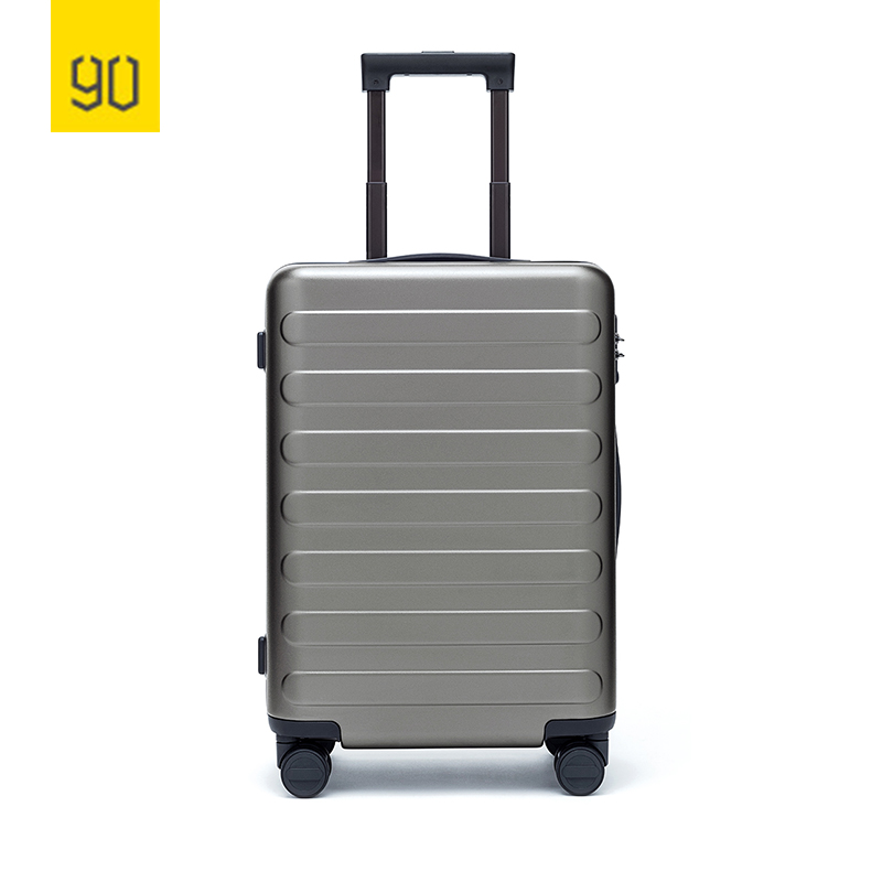 90分拉杆箱20英寸(刹车版) 商旅两用旅行箱男女 PC耐磨登机箱 密码箱静音万向轮行李箱七道杠 宁静灰