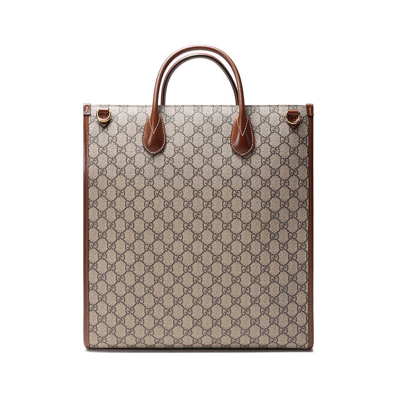 古驰gucci男士帆布配皮interlockingg手提单肩斜挎包托特包购物袋中号